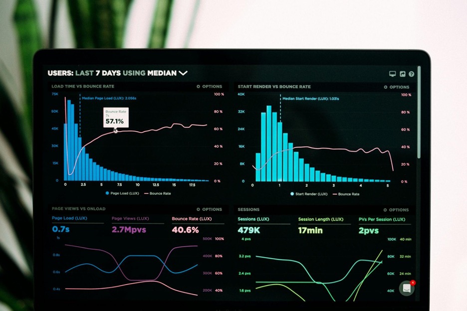 computer screen showing data